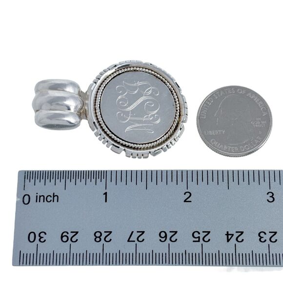 Vintage Mexican Sterling Silver 925 17.4g Round Slider Monogram MSG Pendant - Picture 4 of 4